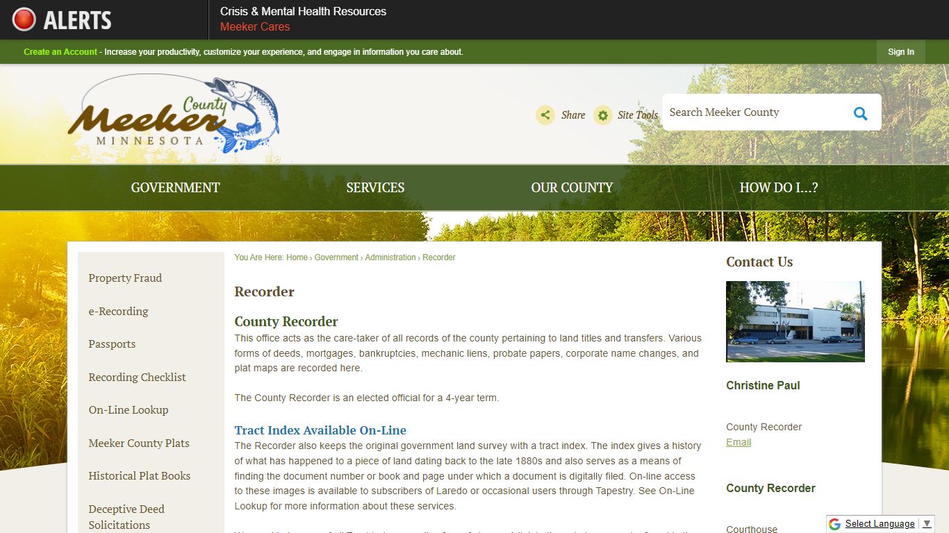 Recorder | Meeker County, MN - Official Website