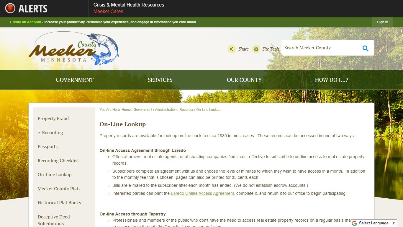 On-Line Lookup | Meeker County, MN - Official Website