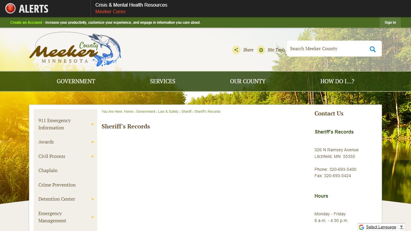 Sheriff's Records | Meeker County, MN - Official Website